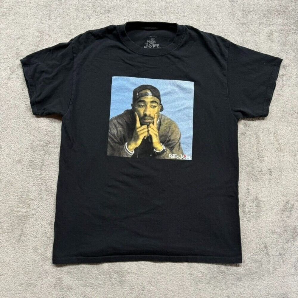 Poetic‎ Justice 2Pac T Shirt Mens Large Tupac Photo Print Rap Hip Hop Streetwear